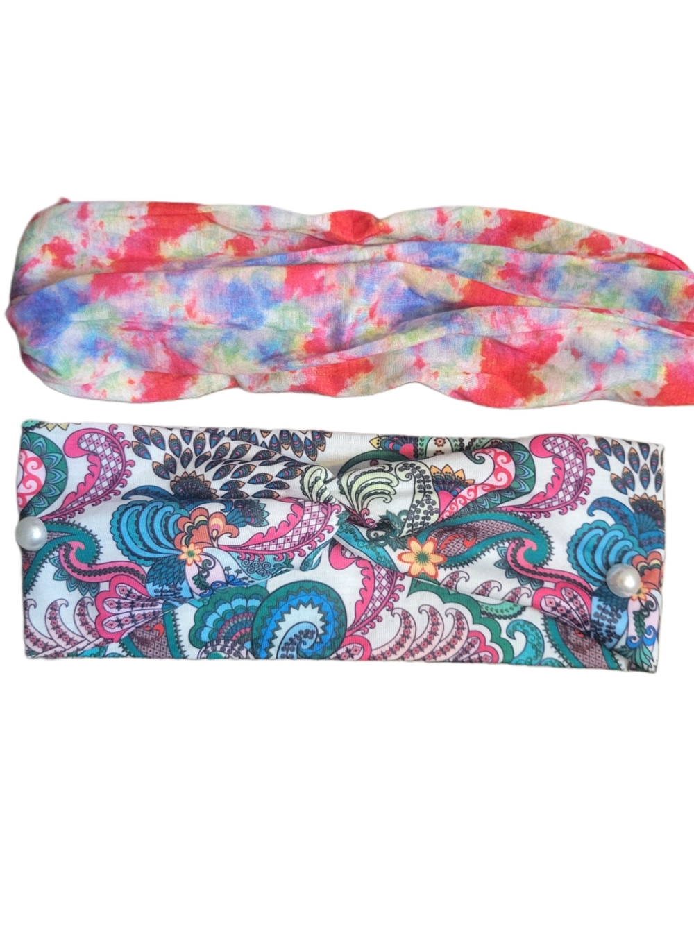 Womens Multicolor Tie-Dye & Paisley Stretch Headbands